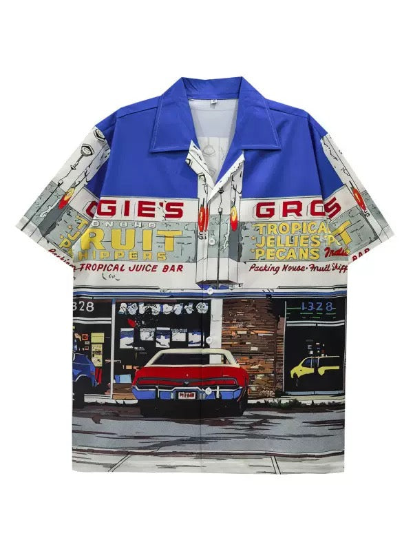 Vintage Cuban Collar Floral Shirt Hommes et Femmes